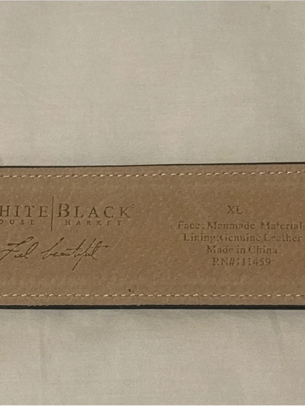 WHBM Women’s Patent leather/stretch fabric black belt Size XL RN#111459